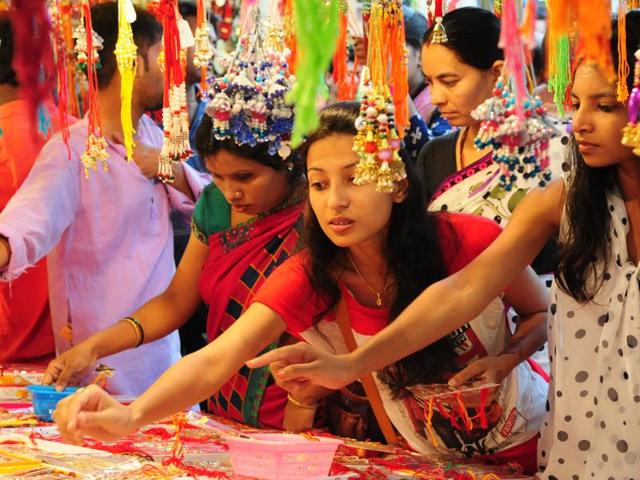 sisters buying rakhi for there brothers