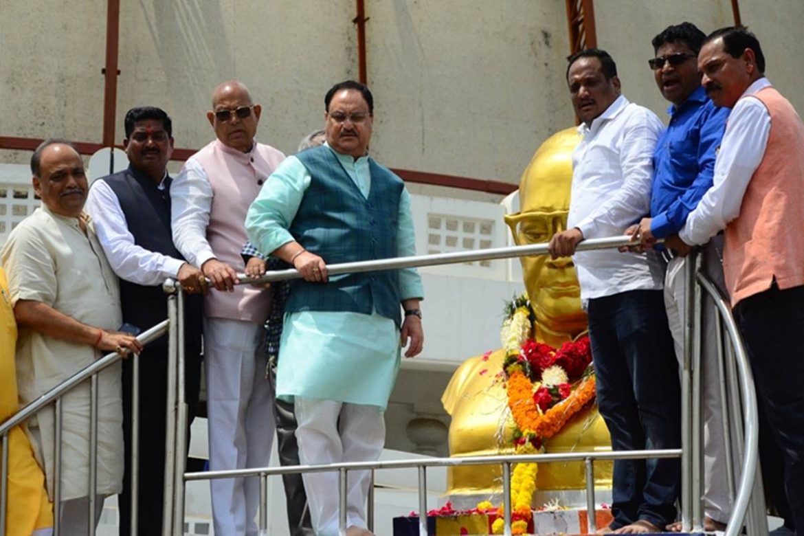 j p nadda pays tribute to dr. bhimrao ambedkar at dikshabhoomi today