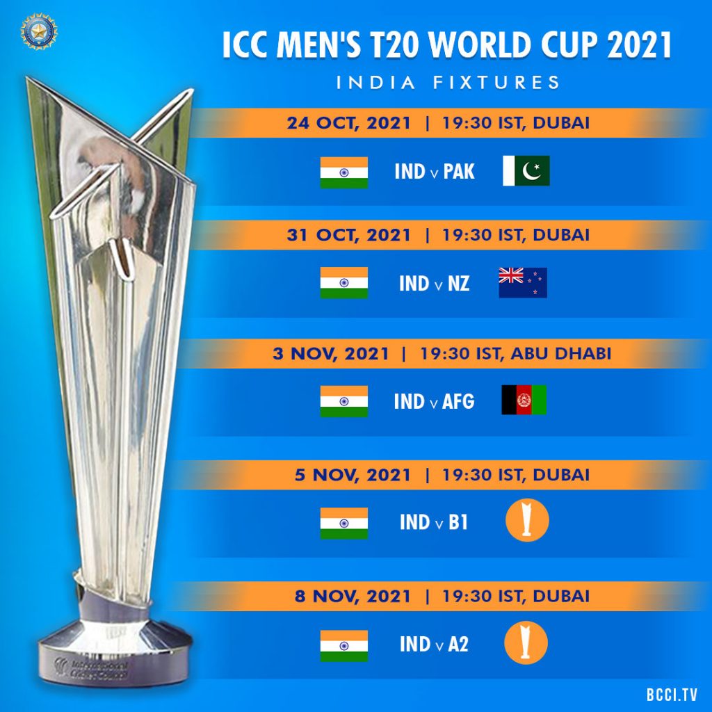 ICC Men's T20 World Cup 2021 schedule announced