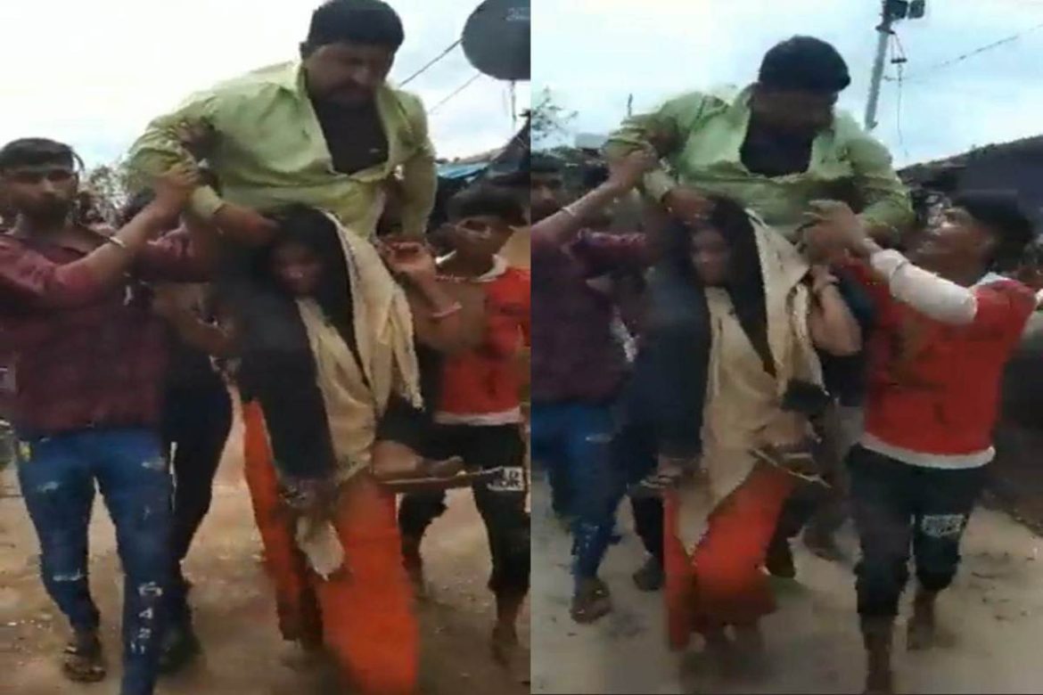 Tribal Woman Semi Stripped Forced To Carry Husband On Shoulders In